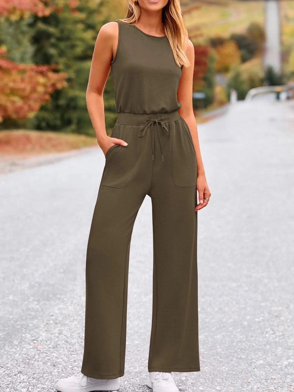 PRETTYGARDEN Womens Jumpsuits Outfits Sleeveless Wide Leg Long Pants Rompers